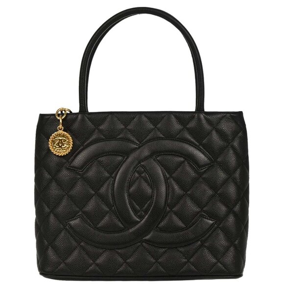 Chanel Black Calfskin Medallion Tote Handbag 165953 - Picture 1 of 10